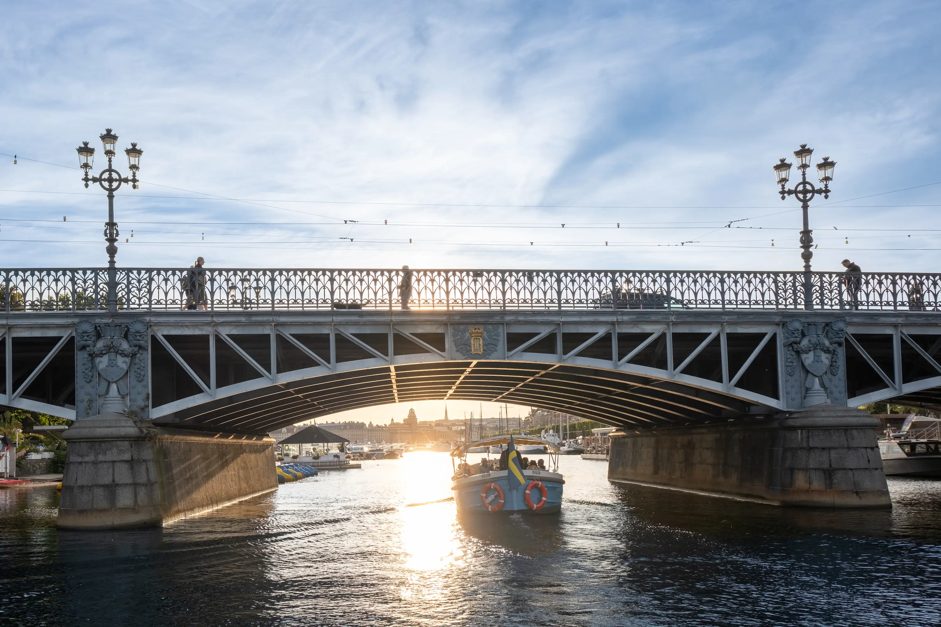 Ecofriendly SightseeingBoat passing under the Bridge